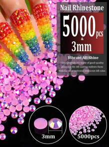 5000颗3毫米树脂水钻散装，彩色AB彩平底圆形果冻水钻美甲装饰钻 - 彩色 - 查看 19