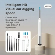Visual Ear Harvesting, Ear Wax Removal, HD Ear Cleaner Camera, Ear Wax Removal Kit With Light - Ear Camera Cleaner With 6 Ear Scoops Compatible With Iphone And Android Phones - White - View 8