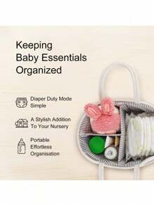 Canasto para pañales, Búsqueda de registro de bebé, Esenciales para recién nacidos, Canasta de almacenamiento para bebé con asas resistentes, Organizador portátil grande para almacenamiento de pañales, Canasta para guardería, Bolsa MAMA - Multicolor - Ver 4