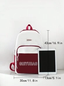 Versatile 4Pcs Backpack Set Including Double Shoulder Bag, Crossbody Bag, Pencil Case, And Study Bag In College Style - Red - View 5