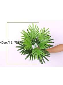 3 Pack 15.75 Inch Palm Artificial Plants, Faux Palm Leaves Ferns For Home Kitchen Party Flowers Arrangement Wedding Decoration