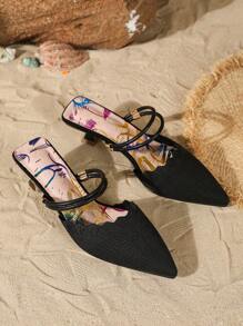 Fashionable New Pointed & Round Toe Knitted Knitted Sandals Dual Wear Women High Heels