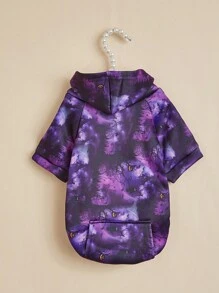 1件裝南瓜蜘蛛網女巫寵物服裝，適用狗與貓，小至大品種，冬季連帽帽套 - 彩色 - 查看 3