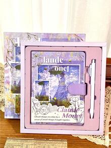 油画笔记本礼盒套装2024新款商务办公定制高颜值日记本笔记本错题本奖励礼物毕业礼物学习 - 彩色 - 查看 15