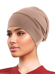 1pc Women's Solid/Colorful Elastic Headscarf Hat, Cap For Hair Care, Undercap