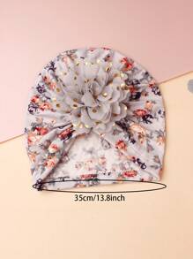 3pcs Printed Chiffon Flower Baby Hat Set, Suitable For 0-2 Years Old Babies - Multicolor - View 6