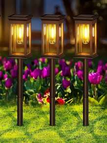 1入組室外太陽能路燈，IP65防水自動開關太陽能花園燈，太陽能山水路徑草坪燈，聖誕節園藝裝飾燈，用於草坪，花園，後院，車道，公園，庭院，人行道照明裝飾燈 - 彩色 - 查看 9