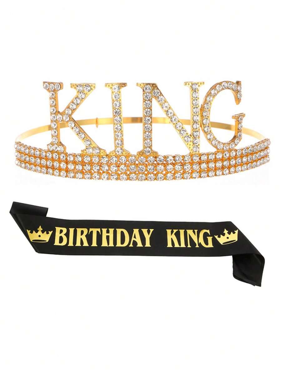 Birthday King Crown & Sash Set For Boys | Gold & Blue Royal Tiara With "Birthday Boy" Sash | Durable Party Accessories For A Memorable Celebration