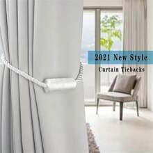 2入組磁力窗簾扣，繩子繫帶，帶有圓柱磁鐵的裝飾繩，適用於透明窗簾，無需工具 - 彩色 - 查看 10