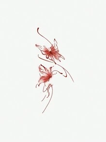1pc Washable Temporary Tattoo Sticker, Large Red Butterfly Design Made Of PVC, Suitable For People