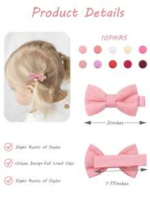 10/20pcs Baby Hair Clips Fully Lined 2 Inch Bows And Linen Baby Hair Bows Hair Clips For Baby Girls Infants Toddlers And Kids Pink Series
