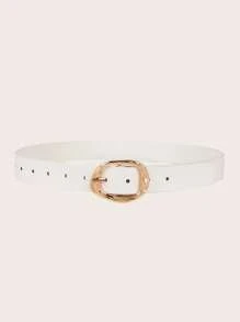 1pc Women Asymmetric Square Buckle Belt Summer, School Fall, Autumn, Halloween - Black - View 9