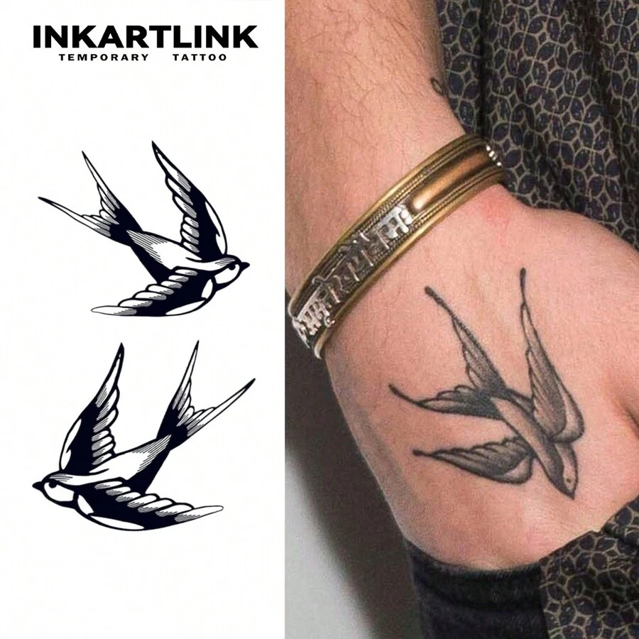 INKARTLINK 纯素临时纹身 | 3D 喜鹊逼真设计 | 优雅颈部/手腕贴纸 | 半永久防水不褪色 | 纯粹人体艺术 | 可持续材料