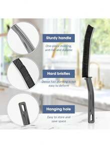 2pcs Gap Cleaning Brushes, Multifunctional Crevice Cleaning Tool, Dead Corners Brushes For Bathroom Kitchen Tiles Window Door Slots - Black - View 2