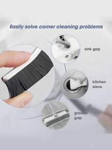 2pcs Gap Cleaning Brushes, Multifunctional Crevice Cleaning Tool, Dead Corners Brushes For Bathroom Kitchen Tiles Window Door Slots - Black - View 3