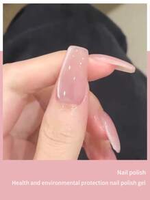 annies 10毫升/1支 水晶白月光磁性猫眼凝胶指甲油 全息反光闪粉透明指甲油，半永久可卸，UV/LED猫眼凝胶，适用于美甲沙龙美甲 - 裸粉色 - 查看 3