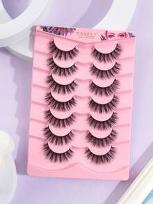 MAGEFY 7 Pairs Natural Fluffy False Eyelashes Faux Mink Long Eyelashes Extensions Slim Soft For Everyday Use Makeup Tool For Beauty - 黑色 - 查看 9