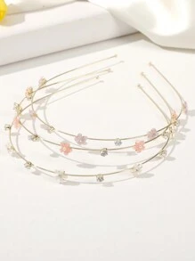 1件装女士花朵水钻金属发箍，适合日常佩戴，发带，发箍头饰，美妆家居卧室装饰 - 彩色 - 查看 3
