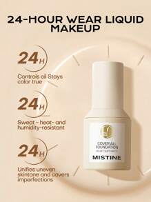 MISTINE Liquid Foundation Makeup Full Coverage Foundation For Oily Skin,24 Hour Oil Control Makeup Foundation,Skin-Caring,Moisturizing Formula,Waterproof Foundation,Matte Finish, Natural Ivory, 1 Pack 30g - LF110 Natural Ivory - View 2