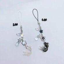 1pc Gojo Creative Star Phone Case Beaded Hanging Chain, Keychain Hanging Item Personalized Versatile Phone Chain, Car Hanging Fashion, Black And White Surrounding Fashion Creative Acrylic Beaded Phone Case Chain, Card Book Hanging Rope Camera Chain CCD Hanging Chain Car Accessories Bag Charm
