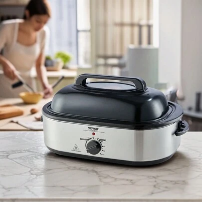 Electric Roaster Oven  18 QT Turkey Roaster Oven With Self-Basting Lid  1450W Roaster Oven With Defrost & Warm Function  Adjustable Temperature Removable Pan & Rack Fits Turkeys Up To 22LBS