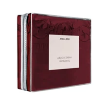 Sábanas Matrimoniales De Algodón Egipcio 1800 Hilos - Rojo - Ver 2