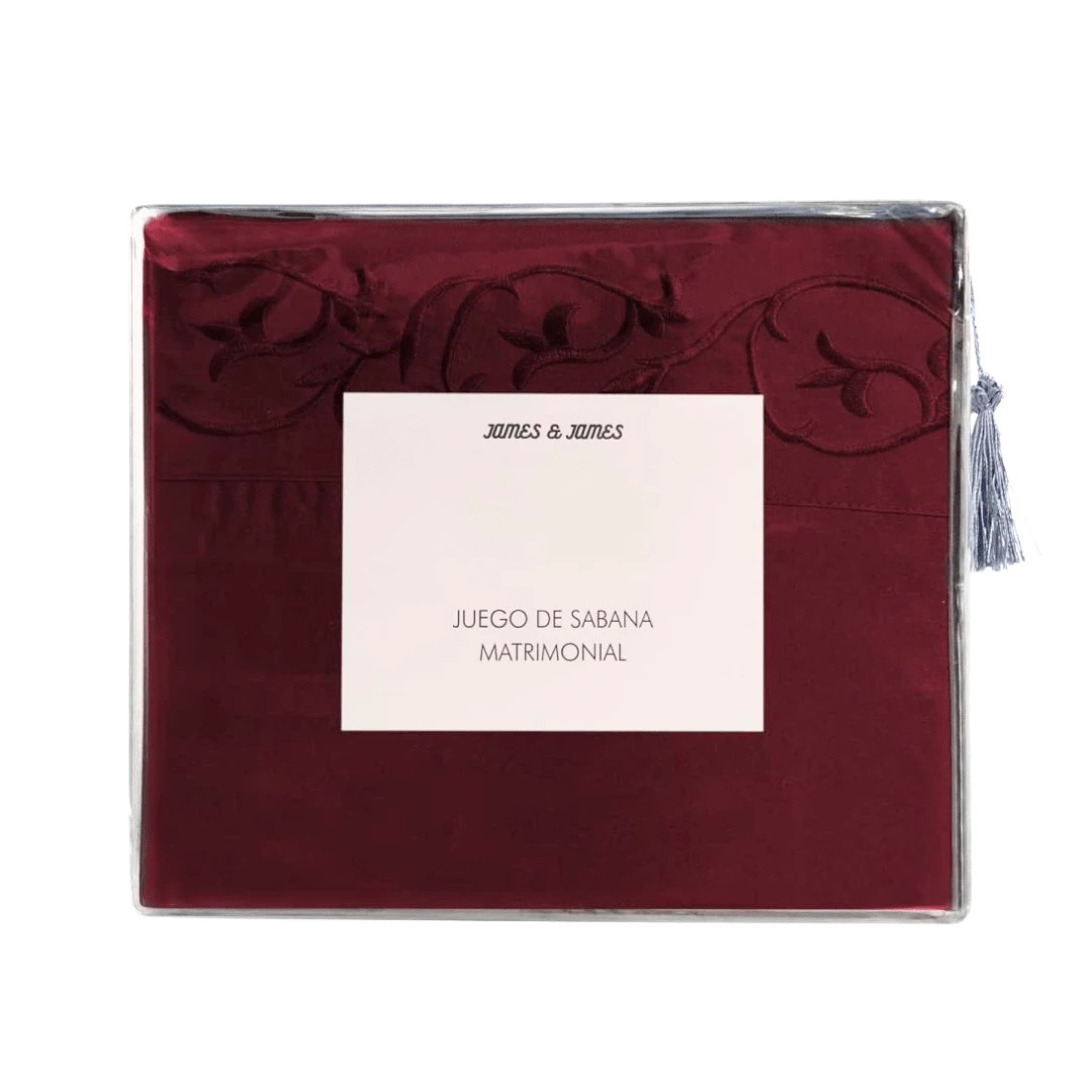 Sábanas Matrimoniales De Algodón Egipcio 1800 Hilos - Rojo - Ver 1