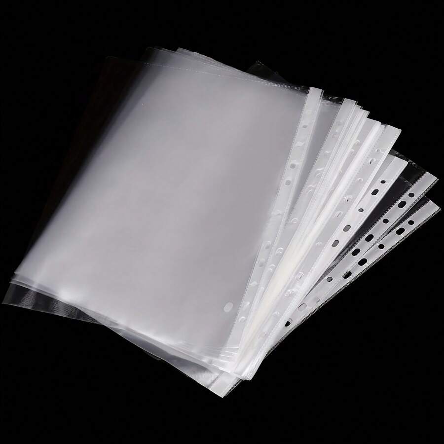 100pcs A4 Transparent Document Folder, Waterproof File Organizer, Fit Standard 2/3/4 Ring Binders Back To School, School Supplies