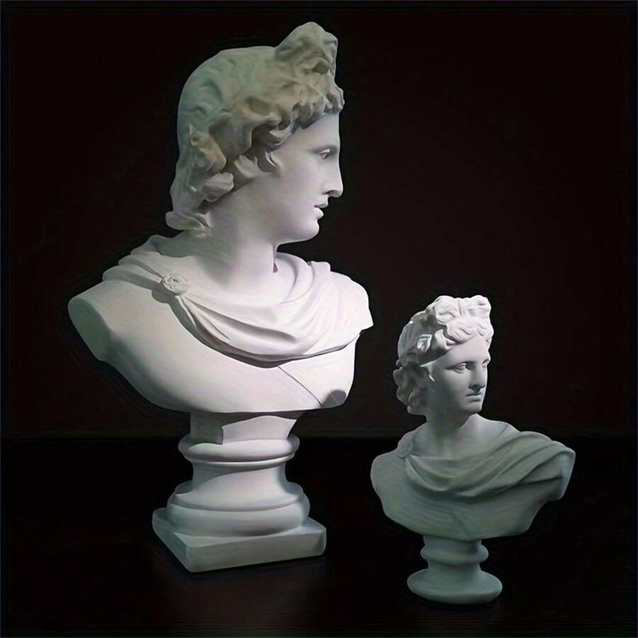 5.9 Inch Classic Greek God Of Sun And Poetry Apollo Head Bust Statue Roman Sculpture Figurine For Decoration And Collection - White - View 1