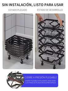 carrito organizador estante organizador carrito de almacenamiento de metal carrito plegable con ruedas canastas organizadoras mueble organizador muebles para recamara carrito organizador con ruedas organizador de baño viandero para frutas frutero 5 niveles  carrito plegable con ruedas para super muebles organizadores cestas organizadoras carrito super carrito para libros muebles para cuarto mueble mesa para cocina lavadero Juego de almacenamiento de cocina Estantes de piso Almacenamiento de suministros de pintura  baby cart organizer organization and storage craft storage office organization regalos para niños Festival de Estudiantes regalos para mujeres  #Hotsale #Sheinhotmayo #Tiktokmehizocomprarlo #ordenytidiness #organizaciónhogar #vidasimple - Negro - Ver 2