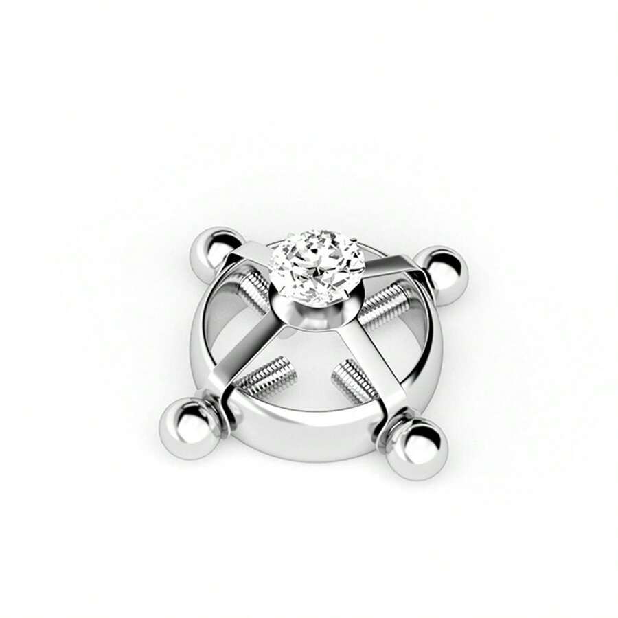 1pc Adjustable Non-Piercing Nipple Ring With Four Loops For Sexy Body Jewelry - Silver - View 1
