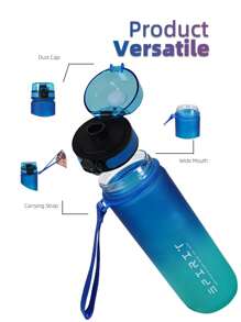 1 pieza Botella de agua deportiva para camping al aire libre de 1000ml/750ml con diseño degradado, botella de bebida portátil de gran capacidad con escala, adecuada para hombres y mujeres