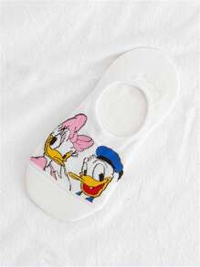 5 Pairs Soft, Breathable, Non-Slip Invisible Socks With Cute Donald Duck Design, Unisex