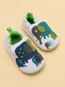 卡通大象設計兒童溫暖防滑柔軟鞋底走路鞋,適用於男女寶寶 - 白色 - 查看 6
