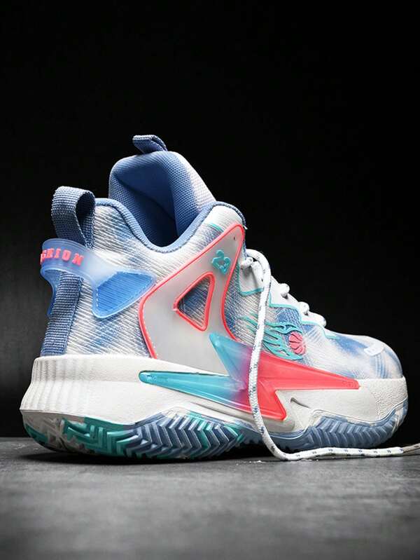 Chaussures de basket-ball pour hommes, design dégradé, baskets de sport respirantes en maille, mode, antidérapantes pour l'entraînement extérieur, chaussures de basket-ball professionnelles pour l'entraînement et les matchs