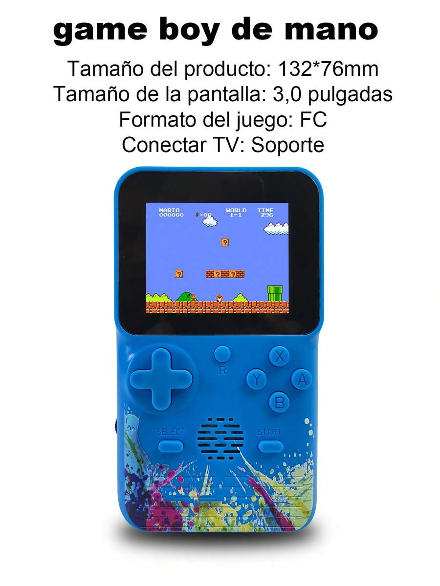 1 Pieza Máquina De Videojuegos Portátil De Juegos Clásicos De 8 Bits, Mini Consola Retro Con 500 Juegos G-620 - Azul - Ver 1