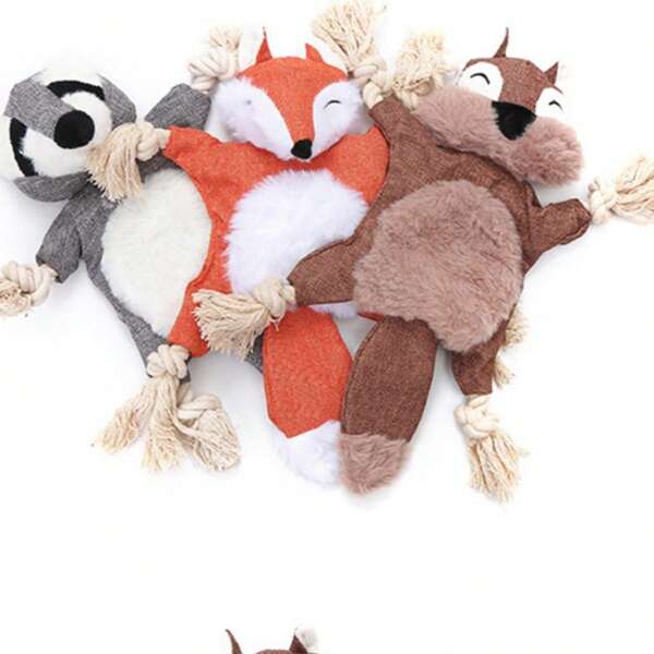 1pc Squeaky Dog Toy - Durable Chew Toy For Chewing Dogs, No Stuffing Crinkle Sound, Knotted Rope Suitable For Teething Puppies And Interactive Play, Sturdy Squirrel Design, Suitable For All Breeds Of Dogs, Great For Chewing Dogs