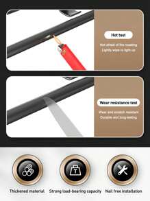 1个不锈钢免打孔毛巾架，适用于浴室、酒店。单杆/双杆，高/低杆，浴室配件，浴室工具 - 黑色 - 查看 3