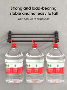 1个不锈钢免打孔毛巾架，适用于浴室、酒店。单杆/双杆，高/低杆，浴室配件，浴室工具 - 黑色 - 查看 7