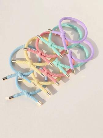 10pcs Simple High Elasticity Hair Ties, Colorful Bowknot Design Hair Rope For Everyday Wear In All Seasons, Hair Bobbles Ponytail
