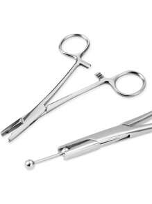 1PC Stainless Steel Piercing Tools Kit Pliers Clamps For Septum Tragus Lip Forceps Hemostat Body Jewelry Piercing Tweezers - Multicolor - View 14