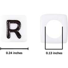 100pcs/300pcs/500pcs/700pcs Loose White Square Acrylic Letter Beads, 6x6mm, With Black Letters A-Z, For Jewelry Making And DIY Bracelets, Necklaces, Keychains