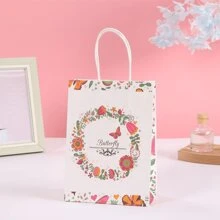 1入組蝴蝶和花紋牛皮紙袋，秘密花園便攜禮物袋 - 彩色 - 查看 4