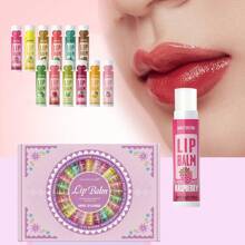 48pcs/Box Gift Set - 12 Flavors Lip Balm Set (5g Each) For Deep Moisturizing, Long-Lasting Hydration And Lip Color Enhancement. Suitable As Gift For Colleagues, Women And Party Favors.