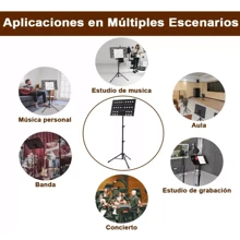 Atril Para Partituras Ajustable Reforzado Portátil/funda,Atril de música, portátil y con altura ajustable de 73cm a 145cm (28.7 pulg. a 57 pulg.)