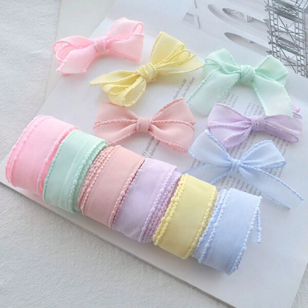 1pc 25mm Wide And 1m Long Hemming Gauze Ribbon - Handmade DIY Jewelry Accessory For Homemade Bows, Hair Clips And Ties