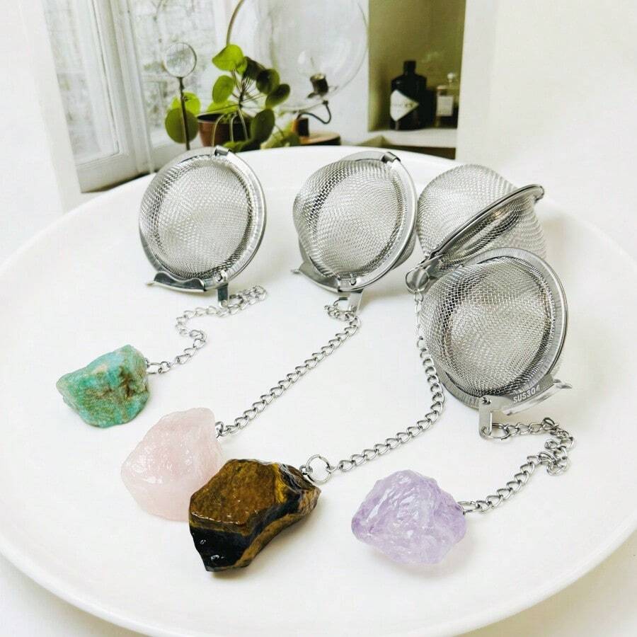 1 件天然不对称石过滤球 [粉晶、紫水晶、天河石、虎眼石]，适用于家庭和办公室装饰、节日和生日礼物、日常生活必需品