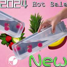 蛋糕保鮮盒，食品儲存抽屜容器，廚房冰箱麵條盒，多穀物儲存櫃，透明密封罐 - 白色 - 查看 1