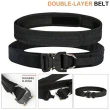 2in1 Double Layer Belt Tactical Thickened Molle Waist Belt Quick Release Buckle - Black - View 1