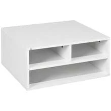 HOMCOM Desktop Printer Stand With Storage, 2-Tier Desk Organizer With 3 Open Compartments For Home Office - White - View 2